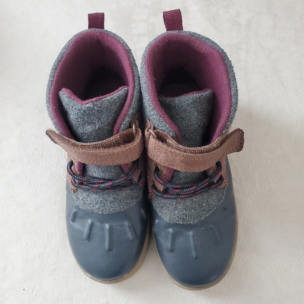 Carter's Kids 12M Gray & Navy Outdoor Duck Boots Hook & Loop Straps Hike